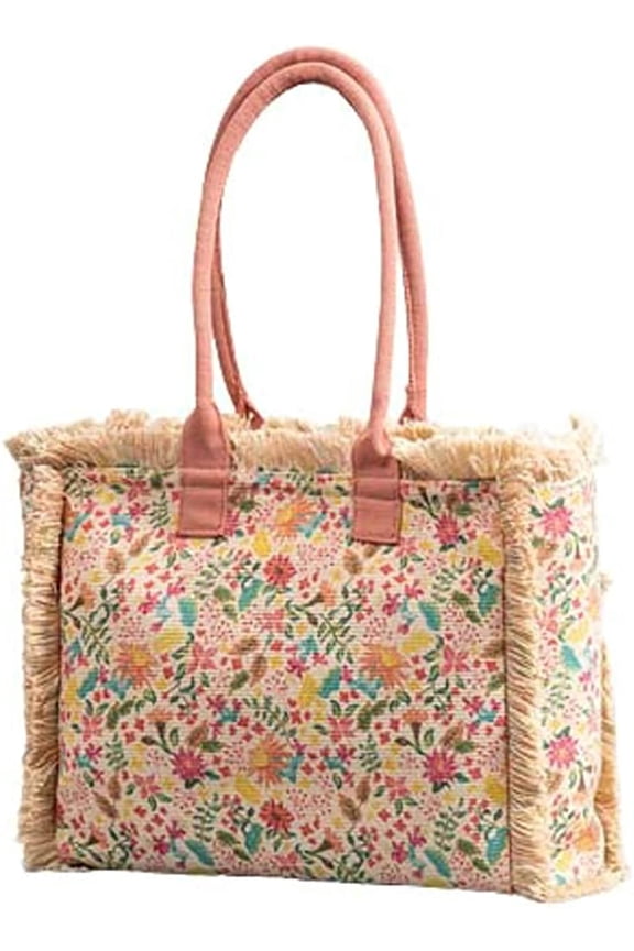 Canvas Tote Bag for Women Boho Style Fringed Large School Work Bag Top Handle Shoulder Handbag