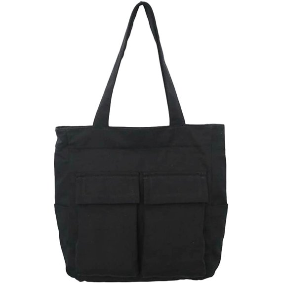 CoCopeaunts Canvas Tote Bag for Women, Casual Shoulder Handbag Large Capacity School Work Bag with Outer Pockets