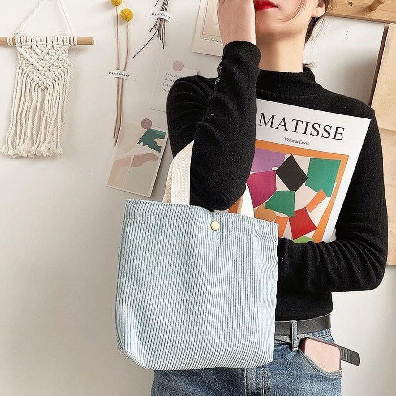 CoCopeaunts Casual Corduroy Shopping Bag High Quality Foldable Eco friendly Reusable Grocery Tote Handbag Lightweight Shoulder Bags