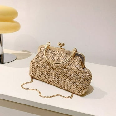 CoCopeaunts Chain Ladies Clutch Purse Clip Weaving Underarm Bag Fashion Casual Elegant Exquisite Handmade Temperament for Wedding Party