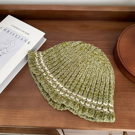 CoCopeaunts Chenille Striped Knitted Bucket Hats Winter Handmade Crochet Warm Fisherman Hat Outdoor Panama Bob Womens Hip Hop Cap Gorros