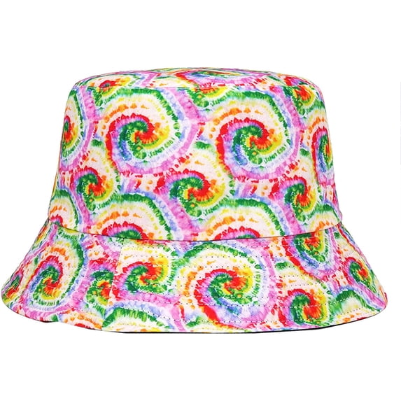 CoCopeaunts Colorful Tie Dye Bucket Hat for Women Rainbow-Vortex Bucket Cap Summer Sunscreen Fashion Reversible Fisherman Hat