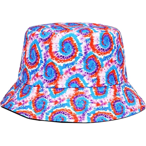 CoCopeaunts Colorful Tie Dye Bucket Hat for Women Rainbow-Vortex Bucket Cap Summer Sunscreen Fashion Reversible Fisherman Hat
