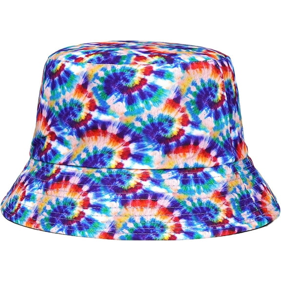 CoCopeaunts Colorful Tie Dye Bucket Hat for Women Rainbow-Vortex Bucket Cap Summer Sunscreen Fashion Reversible Fisherman Hat