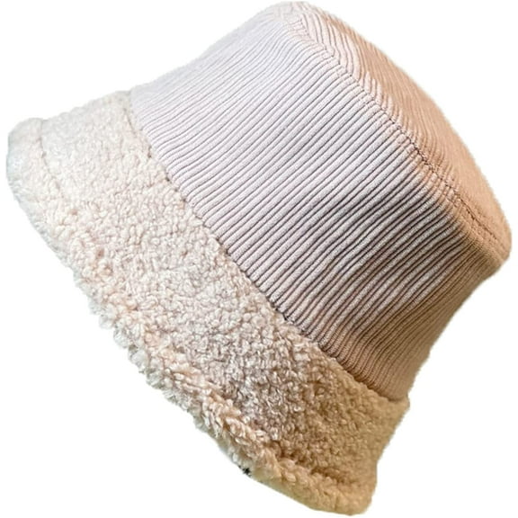 CoCopeaunts Corduroy Fisherman Hat Women Winter Lamb Hair Brim Thickened Warm Basin Hat Version Casual Versatile Bucket Hats
