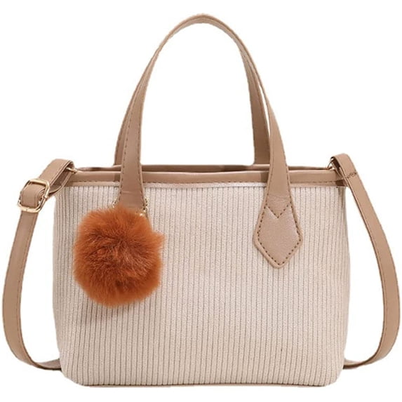 CoCopeaunts Corduroy Handbag for Women Large Zipper Tote Hobo Bag Fashion Cute Retro Crossbody Shoulder Bag Students Commute Bag