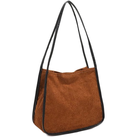CoCopeaunts Corduroy Shoulder Bag for Women Large Tote Bag Vintage Handbag Students Commute Work Hobo Bag