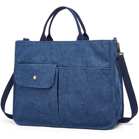 CoCopeaunts Corduroy Tote Bag for Women Casual Shoulder Handbags Large Hobo Crossbody Bag Large Travel Tote Handbag Purse Satchel Bag