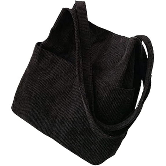 CoCopeaunts Corduroy Tote Bag for Women Large Shoulder Bag Solid Color Students Vintage Bag Commute Satchel Bag with Pockets