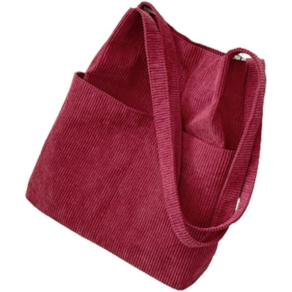 CoCopeaunts Corduroy Tote Bag for Women Large Shoulder Bag Solid Color Students Vintage Bag Commute Satchel Bag with Pockets