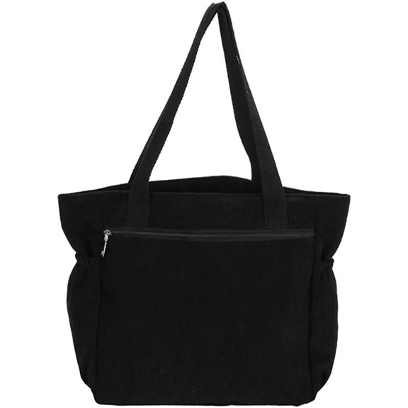 CoCopeaunts Corduroy Tote Bag for Women Large Shoulder Bag Students Vintage Zipper Bag Commute Satchel Bag with Pockets