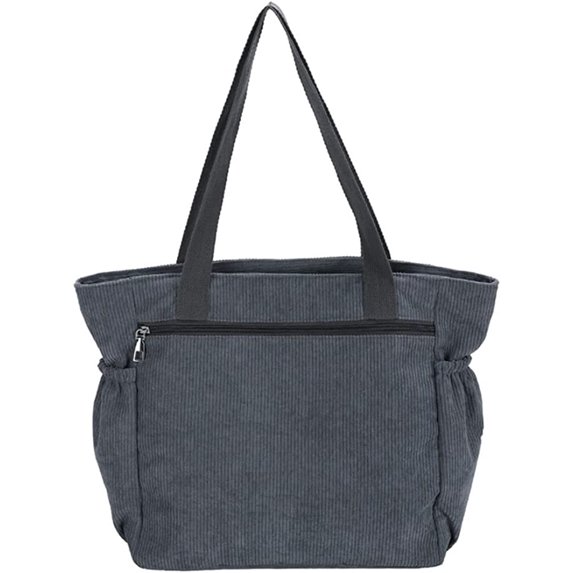 CoCopeaunts Corduroy Tote Bag for Women Large Shoulder Bag Students Vintage Zipper Bag Commute Satchel Bag with Pockets