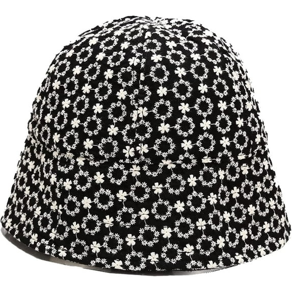 CoCopeaunts Cotton Bucket Hat for Women Spring Summer Sunscreen Little Daisies Flower Fishing Cap Lady Fisherman Hat for Girl