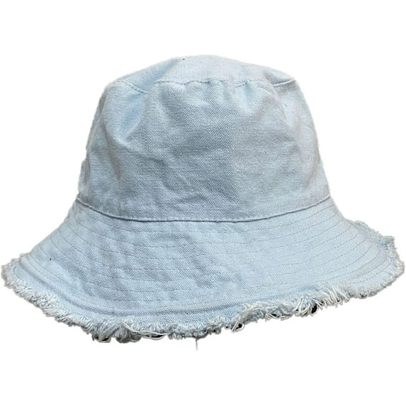 CoCopeaunts Cotton Bucket Hat for Women Summer Casual Frayed Wide Brim Beach Fisherman Hat Beach Vacation Travel Accessories