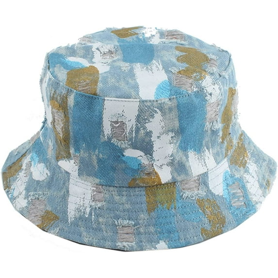 CoCopeaunts Cotton Bucket Hats for Men Vintage Graffiti Painted Summer Quick Dry Bucket Cap Anti-Ultraviolet Fisherman Hat