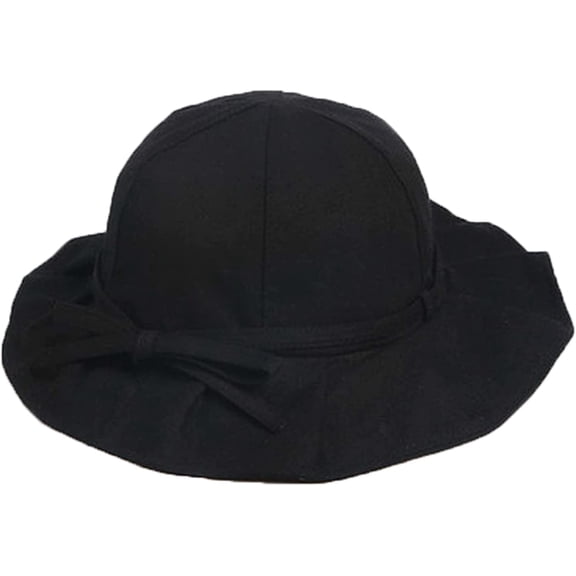 CoCopeaunts Cotton Bucket Hats for Women Bow Belt Summer Anti-UV Charming Ruffled Brim Vacation Travel Packable Girl Basin Hat