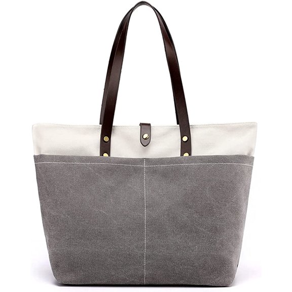 CoCopeaunts Cotton Canvas Handbag for Women Large Capacity Tote Bag Multi Pocket Shoulder Bag Top Handle Satchel Commuter Purse