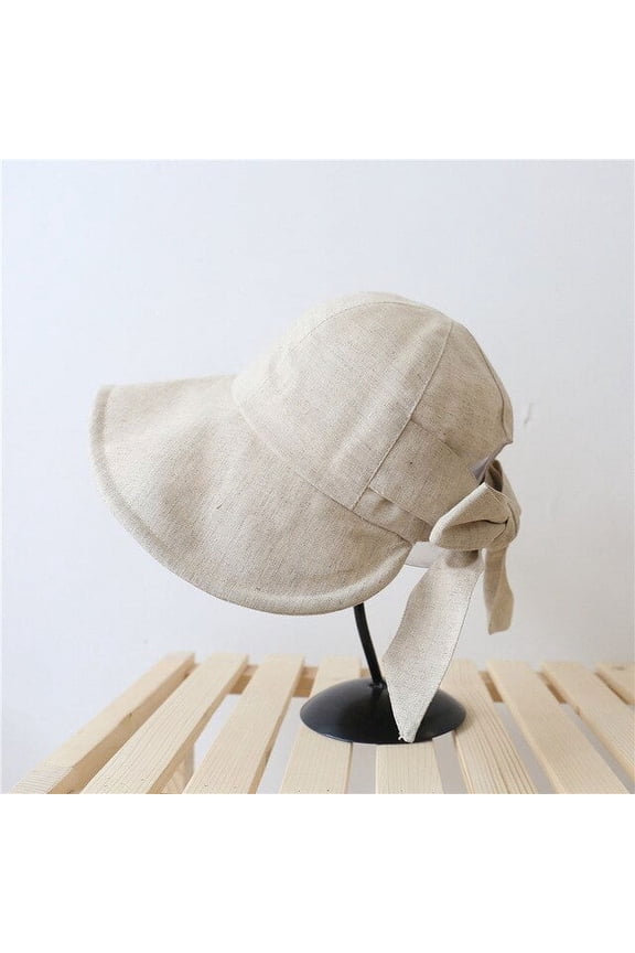 Cotton Hemp Sun Hat For Women Summer Foldable Wide Brim Floppy Hat Girls Outdoor Beach Hat UV Protect Travel Cap Lady Cap Female