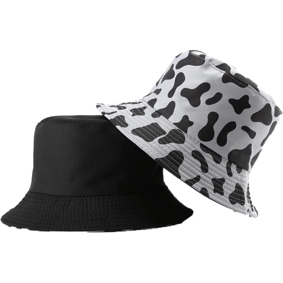 CoCopeaunts Cow Bucket Hat for Men Outdoor Sports Leisure Cotton Bucket Cap for Women Sun Protection Double Sided Wear Basin Hat