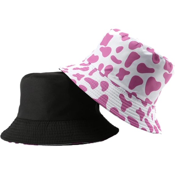 CoCopeaunts Cow Bucket Hat for Men Outdoor Sports Leisure Cotton Bucket Cap for Women Sun Protection Double Sided Wear Basin Hat