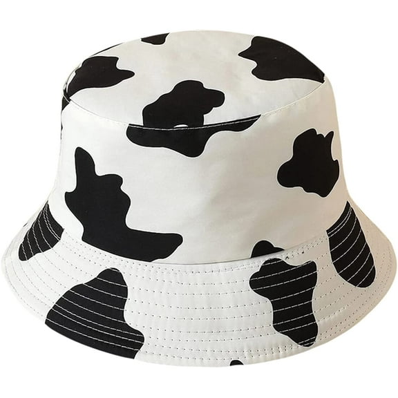 CoCopeaunts Cow Bucket Hat for Men Summer Creative Double-Sided Wear Fisherman Hat Lightweight Collapsible Women Fisherman Hat