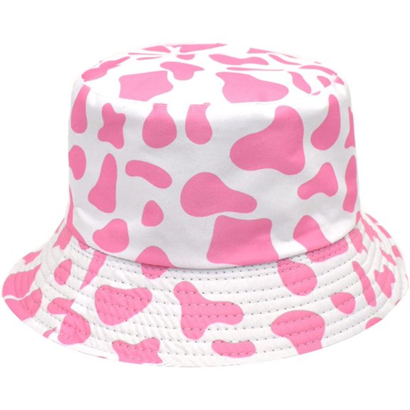 CoCopeaunts Cow Bucket Hat for Women Packable Double-Sided Wear Summer Cotton Men Fisherman Hat Beach Outdoor Sunshade Caps
