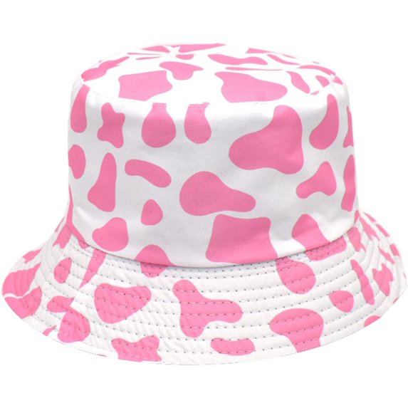 CoCopeaunts Cow Bucket Hat for Women Packable Double-Sided Wear Summer Cotton Men Fisherman Hat Beach Outdoor Sunshade Caps
