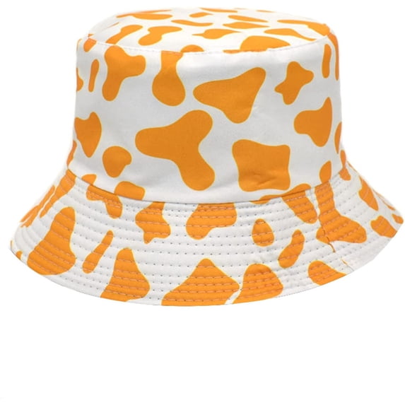 CoCopeaunts Cow Bucket Hat for Women Packable Double-Sided Wear Summer Cotton Men Fisherman Hat Beach Outdoor Sunshade Caps