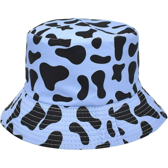 CoCopeaunts Cow Bucket Hat for Women Packable Double-Sided Wear Summer Cotton Men Fisherman Hat Beach Outdoor Sunshade Caps
