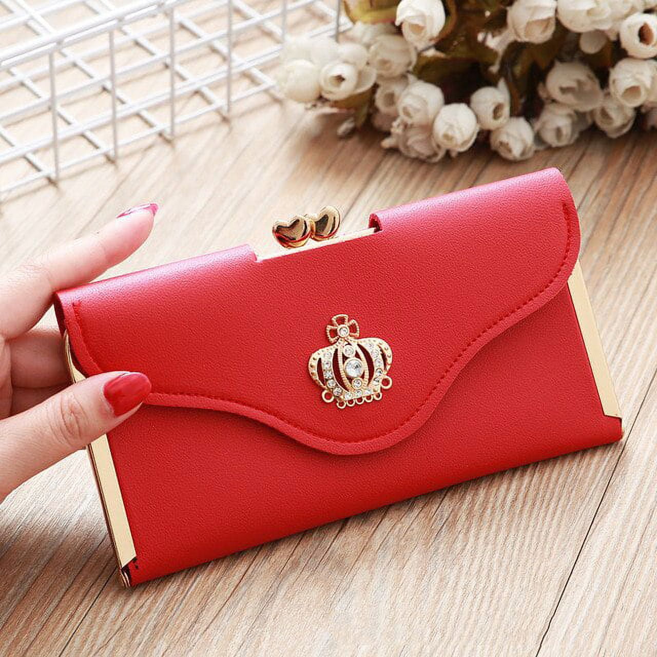 GENUINE LEATHER Small Folding Envelope Designer Wallet Coin Purse Luxury  Wallets for Women