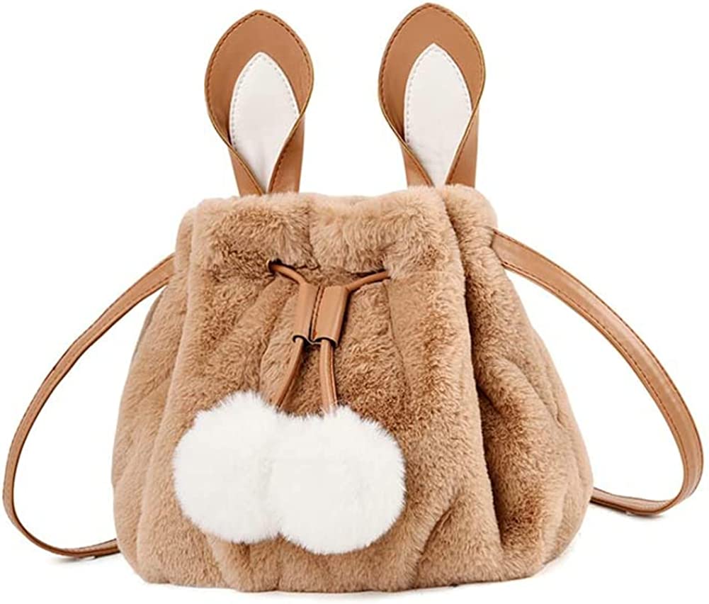 CoCopeaunts Cute Bunny Faux Fur Crossbody Bag for Women Girl Fluffy