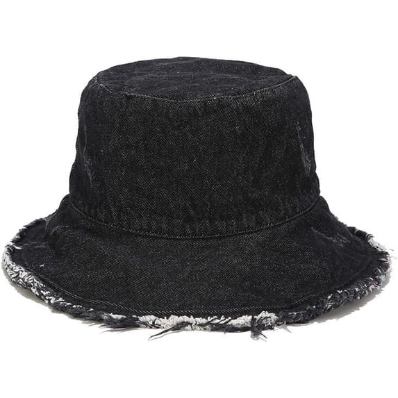 CoCopeaunts Denim Bucket Hat Retro Ripped Frayed Brim Basin Hat Fashion Street Comfort Fisherman Hat Spring Summer UV Protection