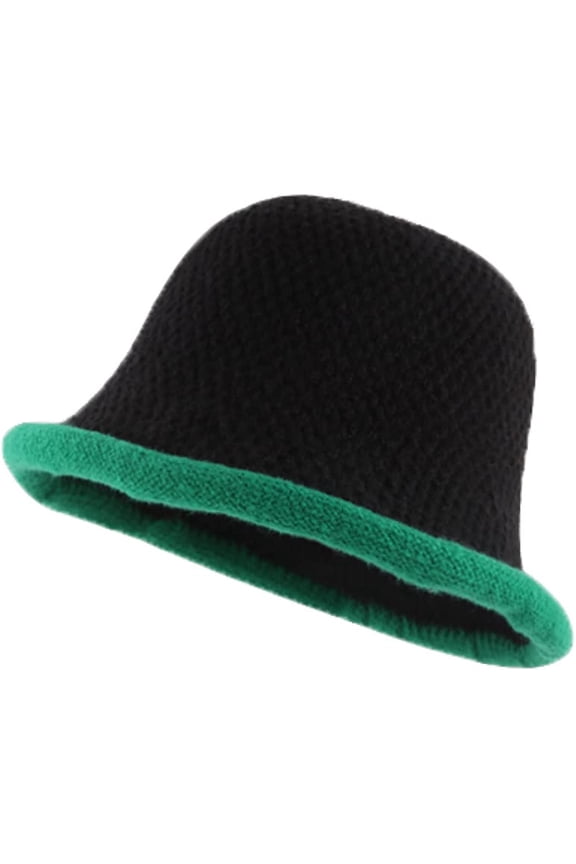 Dome Bucket Hat Women Matching Knitting Hats Warm Roll-up Brim Outdoor Fisherman Cap Shade Keep Warm