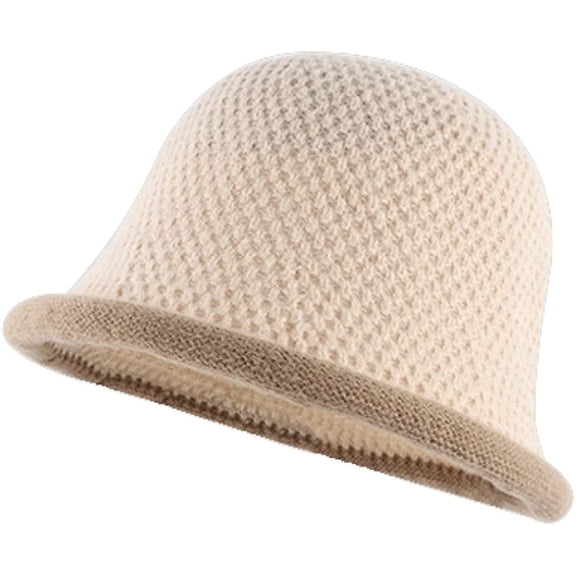 CoCopeaunts Dome Bucket Hat Women Matching Knitting Hats Warm Roll-up Brim Outdoor Fisherman Cap Shade Keep Warm