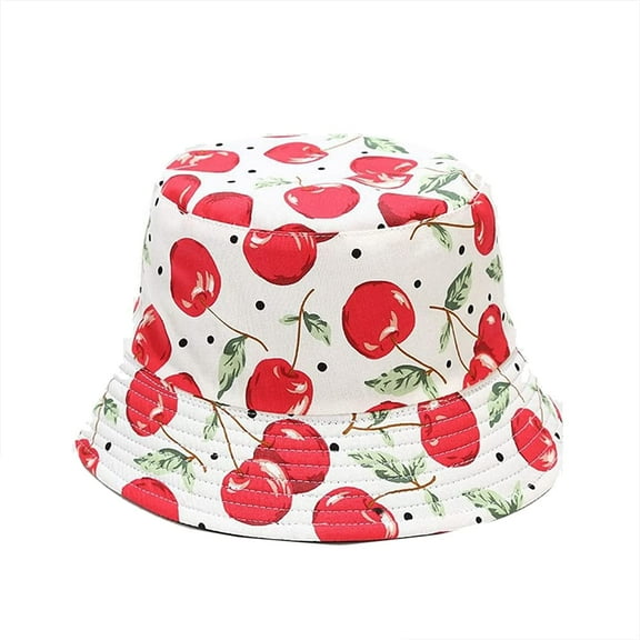 CoCopeaunts Double-Sided Bucket Hats for Women Avocado Cherry Fruit Summer Sun Protection Foldable Fisherman Hat for Men