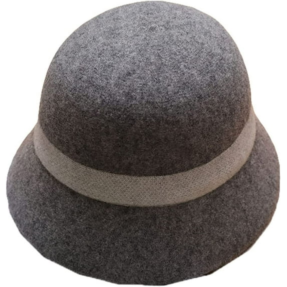 CoCopeaunts Elegant Womens Bucket Hat Soft Wool Felt Cloche Bowler Hat Autumn Winter Church Two-Colors Knitted Hats for Girl