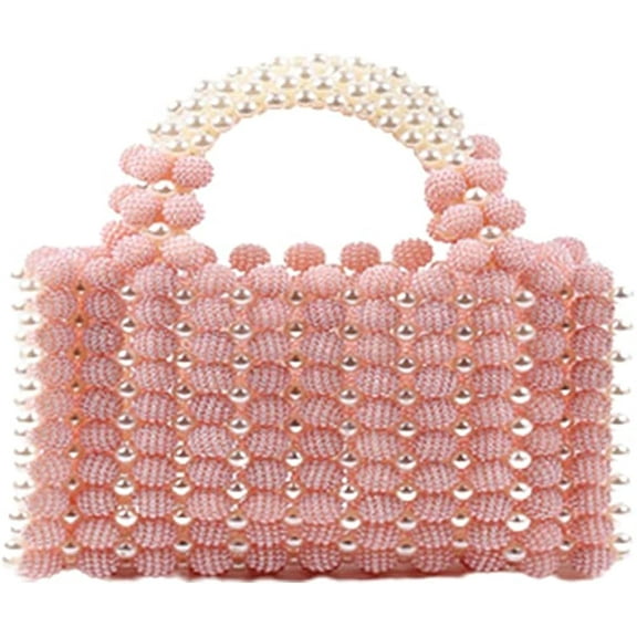 CoCopeaunts Evening Bag for Women Cute Handbag Hobo Bag Clutch Bag Women Rhinestone Pearl Woven Purse Party Wedding Party Bag