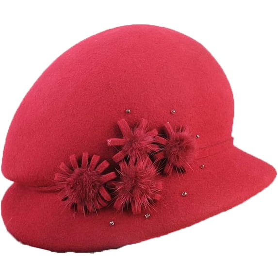 CoCopeaunts Fashion Bowler Hat Lady Fall Winter Wool Felt Warm Bucket Hats Hair Ball Belt Fisherman Hat Charming British Style