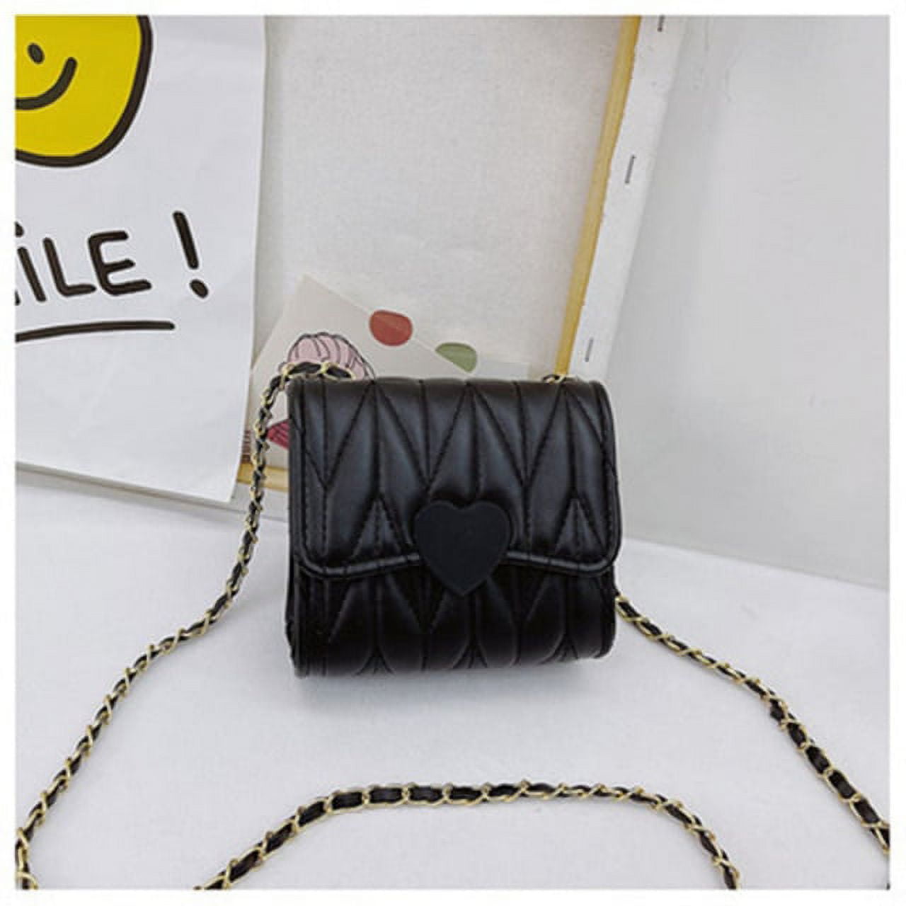 Mini Quilted Square Bag With Coin Purse Black