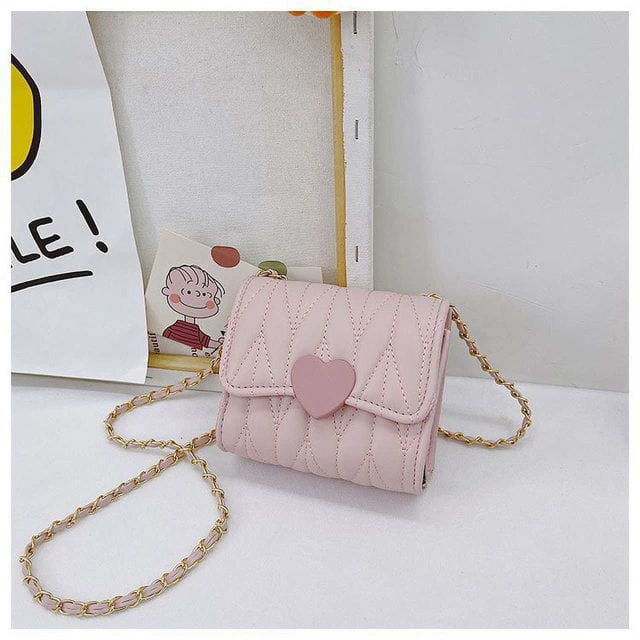 CoCopeaunts Pink Love Heart Women Chain Small Square Shoulder Bag