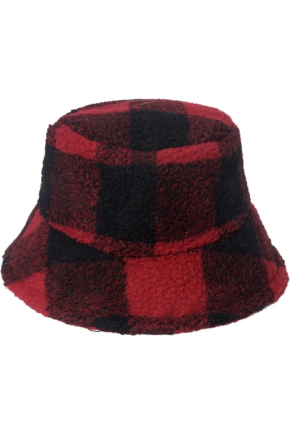 Fashion Plaid Men Bucket Hat Vintage Hundred Take Lambs Wool Fisherman Cap Autumn Winter Warm Basin Cap for Women
