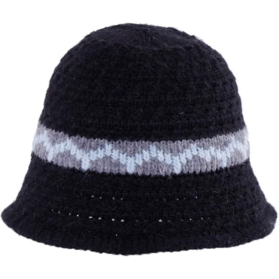 CoCopeaunts Fashion Stripe Women Bucket Hats Soft Foldable Compressible Knitting Hat for Girl Ladies Walking Fishing Camping