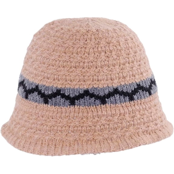 CoCopeaunts Fashion Stripe Women Bucket Hats Soft Foldable Compressible Knitting Hat for Girl Ladies Walking Fishing Camping