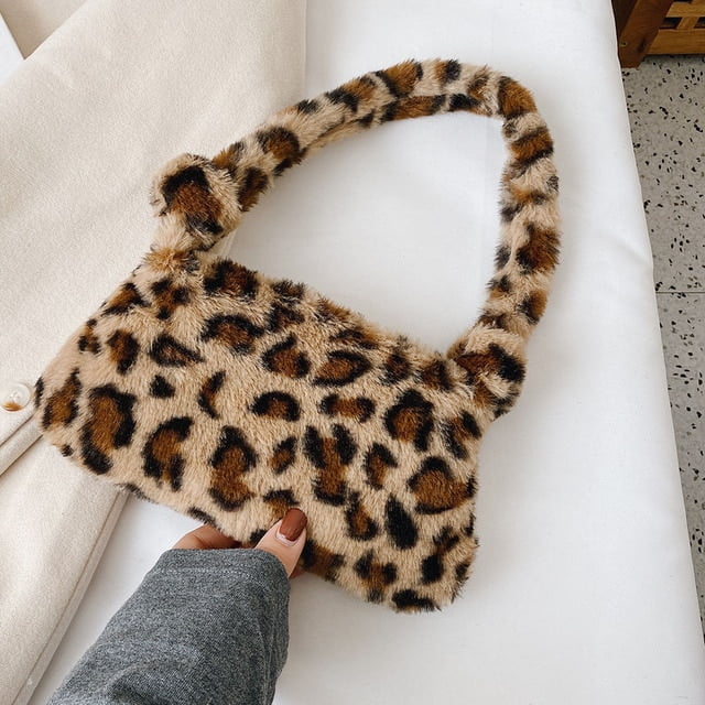 Cow print shop fur bag