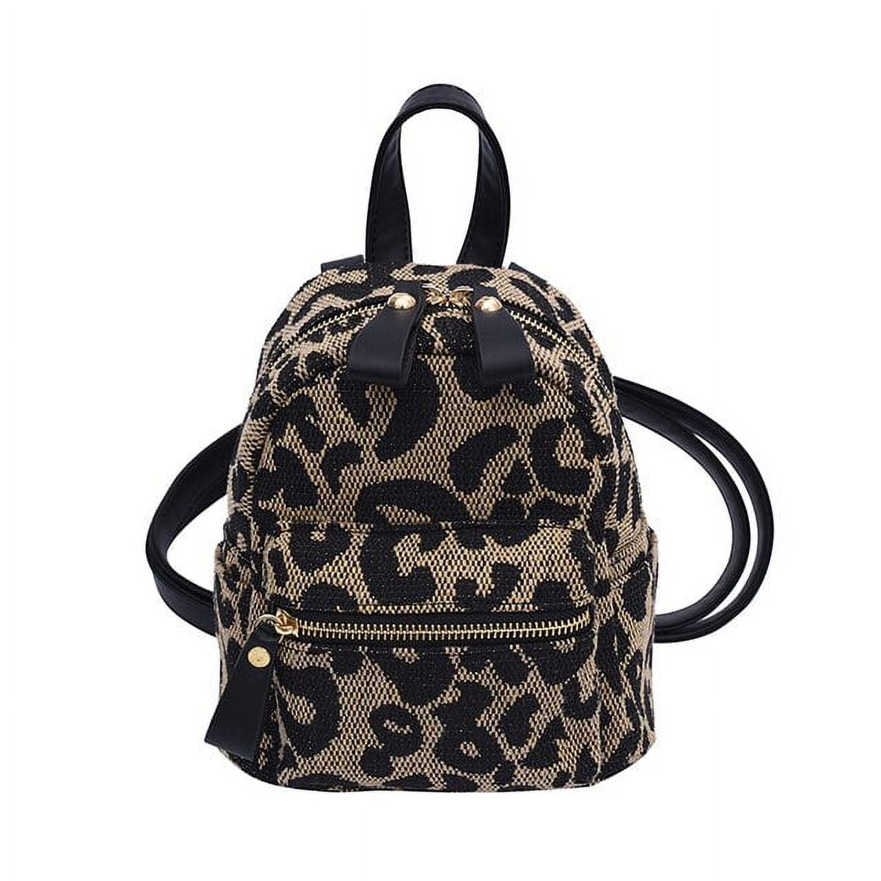 Cocopeaunts Fashion Women Mini Backpack High Quality Leopard Nylon Shoulder Bag Small Backpack School Bags for Teenage Girls Travel Rucksack, Adult