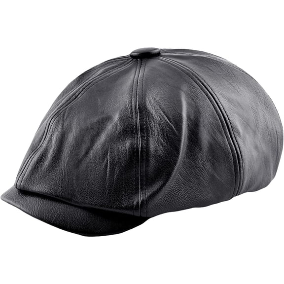 CoCopeaunts Faux Leather Beret Hat Solid Color Men's PU Peaked Cap Women Classic Newsboy Cap Autumn Winter Streetwear Newsboy Hat