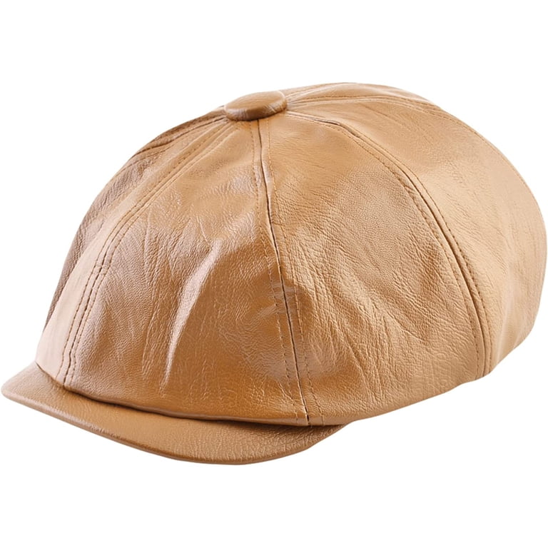 CoCopeaunts Faux Leather Beret Hat Solid Color Men display picture 1