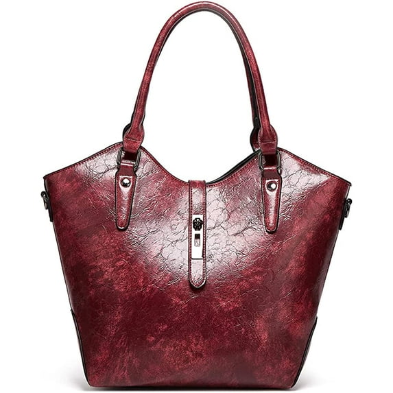 CoCopeaunts Faux Leather Tote Bag for Women Top Handle Handbag Large Capacity Shoulder Bag Fashion Crossbody Bag Retro Purse