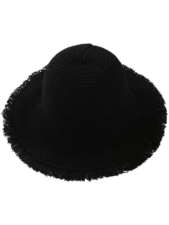 Floppy Straw Hat for Women Wide Brim Summer Handmade Woven Sun Hats UV Protection Breathable Beach Hat with Fringes