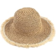 thumbnail image 1 of CoCopeaunts Floppy Straw Hat for Women Wide Brim Summer Handmade Woven Sun Hats UV Protection Breathable Beach Hat with Fringes, 1 of 8